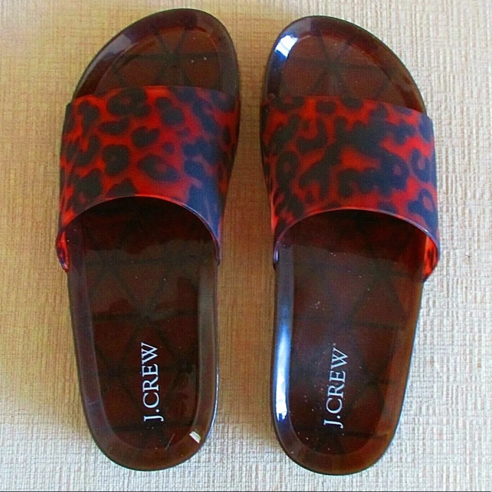 ✌🏼 J.Crew leopard slides sandals pool size 8 NWOT